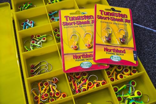 Northland Fishing Tackle Freshwater Tungsten Short Shank Fishing Jig for Bass, Walleye, Trout, and Many Others - color: Parakeet, size: 3/8 Oz 3/0 Hook, 2/Card