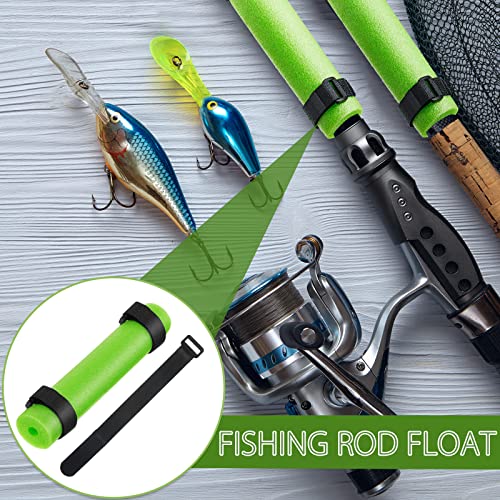 12 Pieces Fishing Rod Floats Fishing Pole Floats Kayak Gear with 24 Hook and Loop Straps for Boats Accessories
