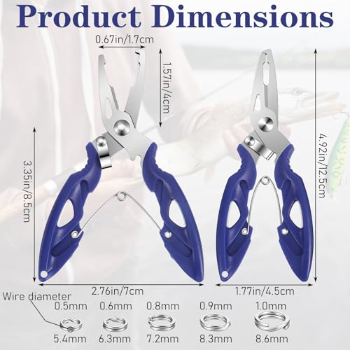 200 Pcs Fishing Stainless Steel Split Rings, 5 Sizes with Split Ring Pliers, Heavy Stainless Steel Splits Ring for Fishing and Lure Making, Saltwater Ready