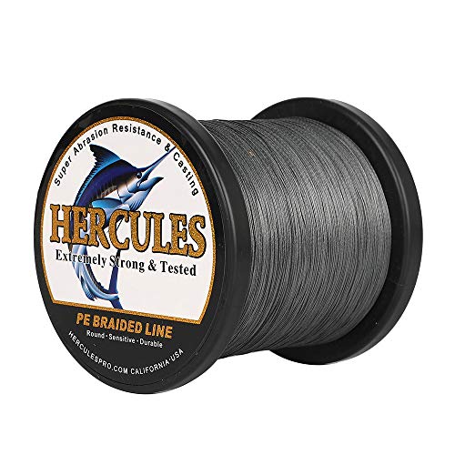 HERCULES Cost-Effective Super Cast 8 Strands Braided Fishing Line 10LB to 300LB Test for Salt-Water,109/328/547/1094 Yards(100M/300M/500M/1000M),Diam.#0.12MM-1.2MM,Hi-Grade Performance,Variety Colors - color: Gray, size: 20LB-0.20MM-2187YDS(2000M)-8 STRAN