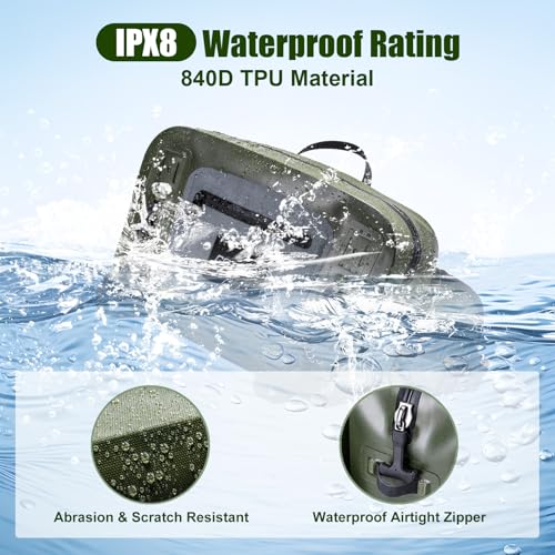 Goture Waterproof Fishing Waist Pack,IPX8 840D TPU Large Tackle Bag with Rod Holder,Airtight Zipper Closure,Fly Fishing Bag with Adjustable Waist Strap,Sling Fanny Pack with Lanyard,Forceps,Nipper - color: D3:Fly Fishing Bag with Knot Tying Tools