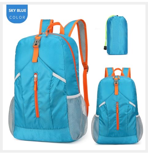 levayhill 25L Foldable Hiking Backpack,Small Packable Daypack, Blue | Lightweight Collapsible Bag,Water Repellent Travel Basic-Daypack,Men Women Camping Cycling Rucksack Outdoor Back Pack - color: Blue