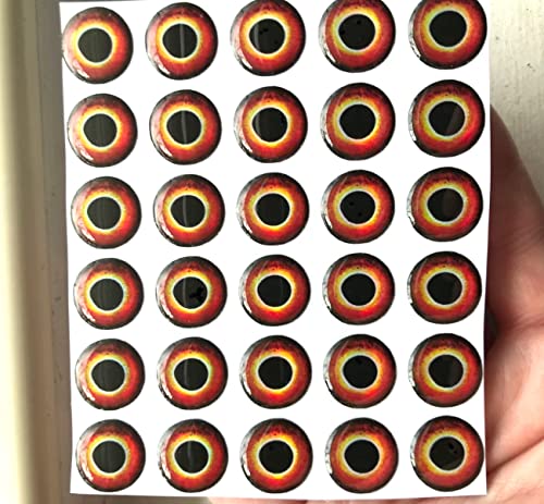 Brule 3-D Holographic Epoxy Fish Eyes (5mm-20mm) 60 Pack, Handpoured, Fishing Fly Tying Lures DIY Crafts - color: Eclipse, size: 5mm
