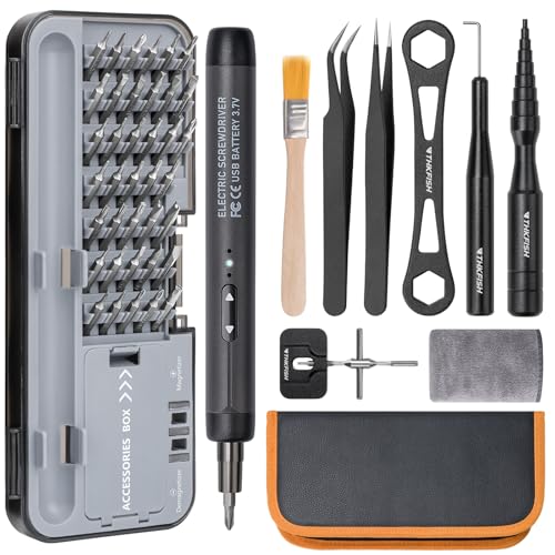 THKFISH Fishing Reel Maintenance Kit, Reel Repair Tool Kit, Fishing Reel Cleaning Set with Spool Pin Remover and 28 in 1 Screwdriver or 38 in 1 Electric Screwdriver - color: Black-Electric screwdriver