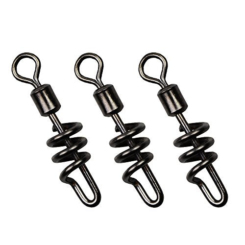 30pcs/Pack Cork Screw Swivel Fishing Swivel Snap Swirl Connector Black Stainless Steel Fishing Swivels 3/0 1/0 2# 4# 6# 8# 10# - size: 2#-30pcs
