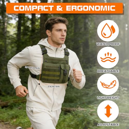KINGSLONG Running Vest, Chest Bag for Men, Chest Pack, Hiking - color: A-Green