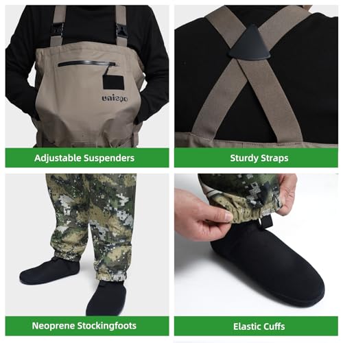 Camo Chest Fishing Waders - size: Large