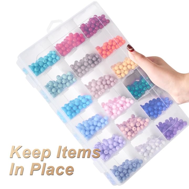 Mauproy 18 Grids Large Plastic Organizer Box with Adjustable Dividers, Clear Compartment Storage Container Tackle Box with Label Stickers for Beads, Crafts, Jewelries, Tools - style: Large 18 Grids