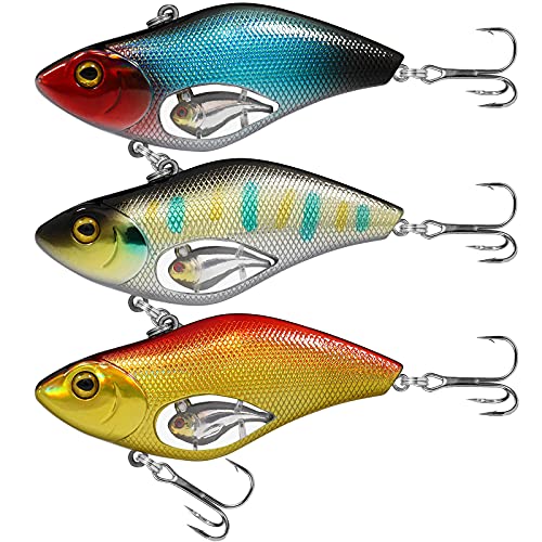 TRUSCEND Shallow or Deep Diving Crankbait with BKK Hooks, Wobble Fishing Lures for Bass Trout Crappie Walleye, Sinking Lipless Vibe Crank Bait for Bass Pike, Amazing Swimbait for Family Fishing - color: A7-2.8",0.6oz