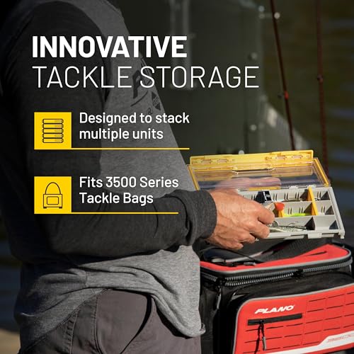 Plano EDGE 3500 Premium Tackle Storage with Rustrictor Rust-Resistant Technology, Gray and Yellow, Waterproof Terminal Tackle Box Organization, Small - style: 3500 Standard
