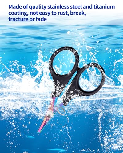 3 Pieces Fishing Scissors, Stainless Steel Fishing Line Cutter &braided Line Cutter, Cutters with Titanium Coating-Fishing with Hook and Retractable Coil Lanyards Fishing Accessories (Colorful) - color: Colorful