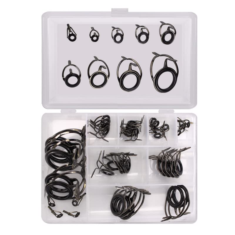 Fishing Rod Repair Kit - Fishing Rod Tips and Guides Replacement Kit With Ceramic Guide Rings - color: rod guides and tips_45pcs