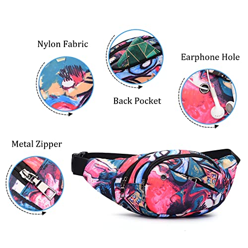 Crossbody Fanny Pack for Men&Women,Large Waist Bag & Hip Bum Bag with Adjustable Strap for Outdoors Workout Traveling Casual Running Hiking Cycling - color: Black Dragonfly