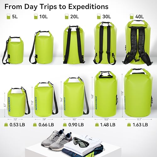 MARCHWAY Floating Waterproof Dry Bag Backpack 5L/10L/20L/30L/40L, Roll Top Sack Keeps Gear Dry for Kayaking, Rafting, Boating, Swimming, Camping, Hiking, Beach, Fishing - color: Bright Yellow, size: 10L