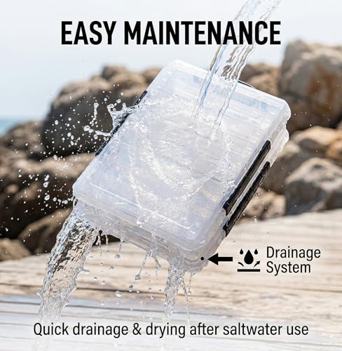 Fishing Lure Box Double-Sided: 3 Packs Large Saltwater Lure Storage Fishing Tackle Box for Crankbait Jerkbait Squid Jig Case Organizer - 18 Grids (Clear Orange Grey) - color: Clear Orange Grey
