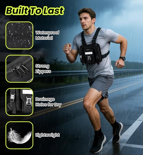 Sports Chest Pack for Men Women, Running Vest Bag Reflective Gear, Tactical Vest, for Cycling Hiking Skiing Camping Fishing Gym Workouts Dog Walking