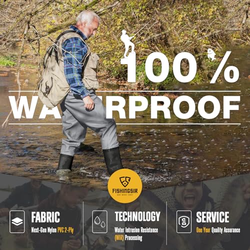 FISHINGSIR Fishing Waders for Men, 2-Ply Nylon/PVC Waterproof Women Chest Wader with Boots, Bootfoot Hunting Waders - color: Camo, size: M08/W10