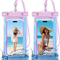 Famoby 2 Pack Iridescence Waterproof Phone Pouch, Cell Phone Waterproof Case Dry Bag,Protection Level: IP68,Beach Cruise for iPhone,Samsung,and More,Lanyard Included,(Fits Up to 8.3"),Iridescence - color: Iridescence 2 Pack