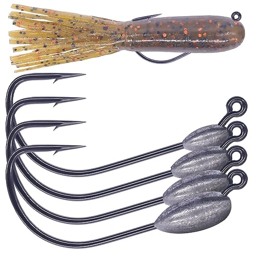XFISHMAN-Tube-Jig-Heads-for-Bass-Fishing-Tube-Bait-Hooks 1/16oz 1/8oz 3/16oz 1/4oz (12-Pack) - color: 4/0 Hooks, size: 3/16oz (12-Pack)