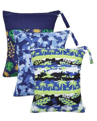 babygoal Hawaii Wet Dry Bags 3 Pack, Waterproof Travel Bags for Swimsuits, Beach, Pool, Gym,Food Storage and Wet Clothes,3LN41-B - color: Boy color 41