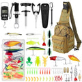 Sosation 134 Pcs Fishing Tool Fishing Tackle Box Kit and Equipment for Adults Beginner Gift, Hook Remover, Pliers Kit, Backpack Tackle Container Lures, Lip Gripper, Weigh Scale - color: Khaki