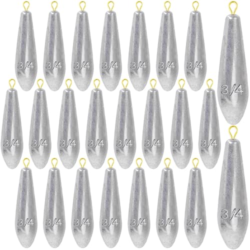 Landhoow Drop Shot Fishing Sinker Weights Kit Freshwater Catfishing Fishing Sinker Bass Casting Removable Line Saltwater Streamlined Snap Weight for Trolling Surf Tackle - size: 3/4 oz