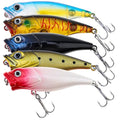 5pcs Fishing Popper Lure, Colorful 3D Eyes Topwater Lures Bass Lures Fishing Hard Baits