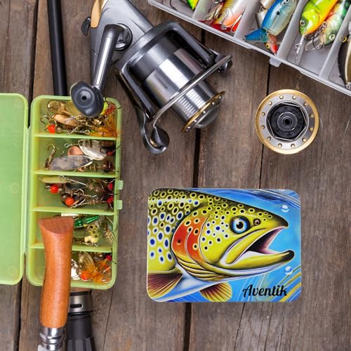 Aventik Metal Tin Portable Box Fly Fishing Tools Kit Includes a Fishing Knot Tool and Line Clipper Zinger Retractor Hook Remover Forceps - color: Tin box with zinger and line cutter