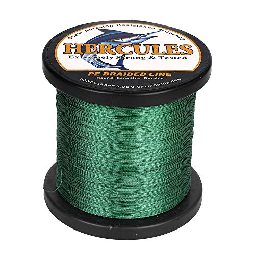 HERCULES Cost-Effective Super Cast 8 Strands Braided Fishing Line 10LB to 300LB Test for Salt-Water,109/328/547/1094 Yards(100M/300M/500M/1000M),Diam.#0.12MM-1.2MM,Hi-Grade Performance,Variety Colors - color: Green, size: 15LB-0.16MM-2187YDS(2000M)-8 STRA