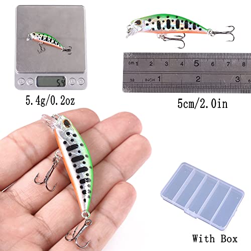 Jerkbait Fishing Lures Jerk Baits for Bass Fishing Jerk Bait Minnow Lures with Tackle Box for Freshwater Saltwater,10pcs - color: B-2in/0.18oz-10pcs
