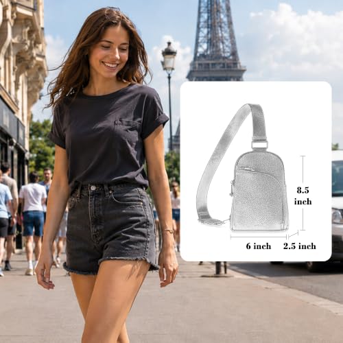 INICAT RFID Blocking Sling Bag, Anti Theft Crossbody Bag for Women Compact Travel Purses Leather - color: White Soft