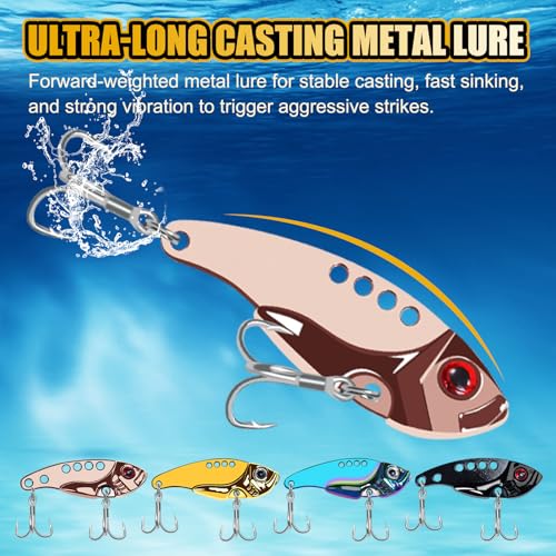 VIB Metal Lures Zinc Alloy Fishing Blade Spinner Bait with Treble Hooks Fishing Spoons Lures Pack of 5 - color: Blade Lures-B, size: 5g