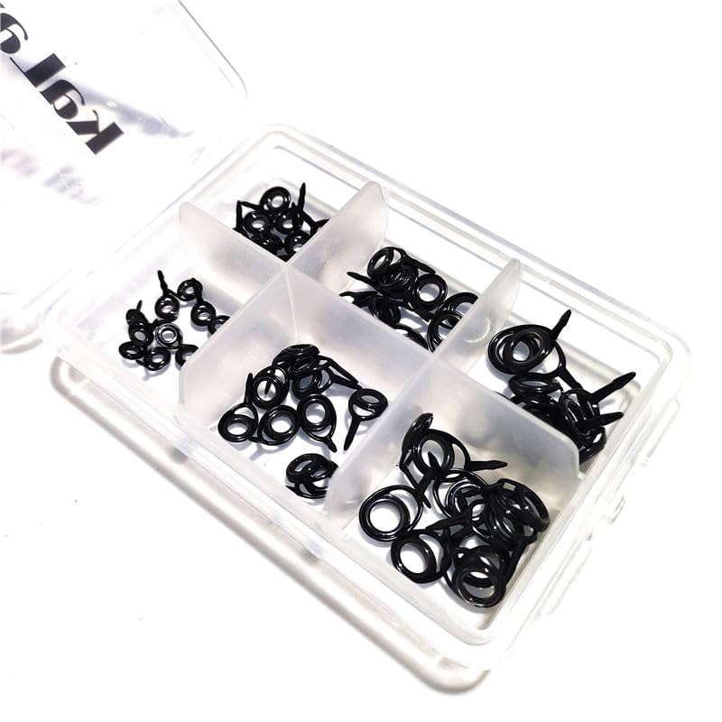60PCS Fishing Rod Guides Repair Kit K-Series Single Foot Running Guides KT Black