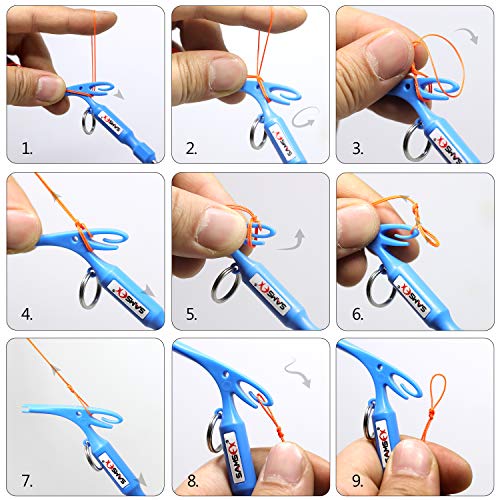 SAMSFX Fishing Hook Removal Tool Hook Quick Removal Device Security Extractor Fish Hook Disconnect Tool, Built-in Loop Tyer, Quick Knot Tying Tool and Hook Sharpener