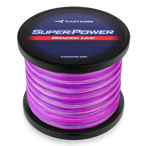 KastKing SuperPower Braided Fishing Line - Abrasion Resistant Braided Lines – Incredible Superline – Zero Stretch – Smaller Diameter – A Must-Have! - color: X4-Purple Camo, size: 8LB(150 Yds)
