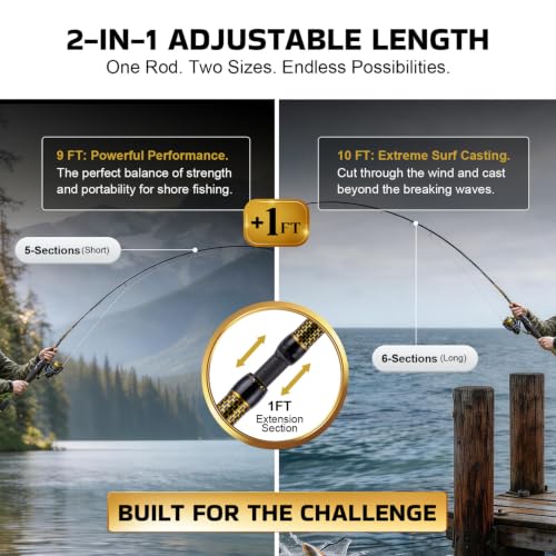 Goture Dual-Length Telescopic Fishing Poles & Reel Combo - size: 9-10FT