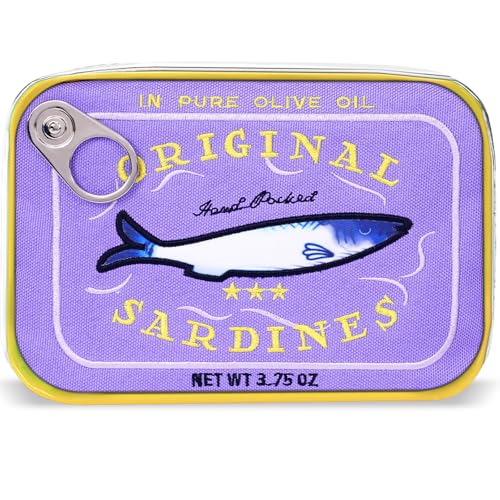 Cessfle Canned Sardines Makeup Bag, Funny Sardine Tin Fish Cosmetic Bag, Creative Cute Makeup Bag Kawaii Pencil Case Pouch, Coquette Make up Pouch for Women… - color: Purple mix Yellow