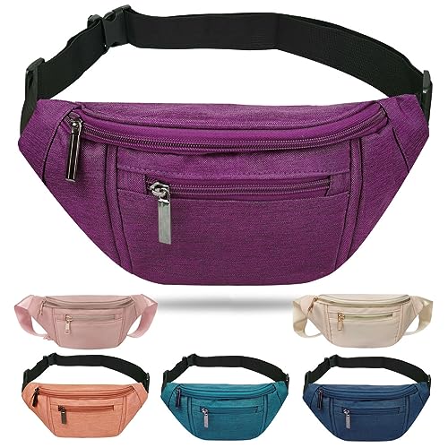 AIKENDO Crossbody Fanny Pack for Women Fashionable,Fashion Waist Bag Purse | Belt Bag for Travel Walking Running Hiking Cycling, Adjustable Lightweight Hip Pack, Easy Carry Any Phone,Wallet(Purple) - color: Purple
