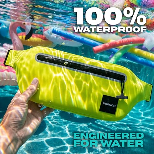 DRENCH 100% Waterproof Waist Pack Neon Yellow | Caribana & Caribbean Carnival Bag for Jouvert, Festivals, EDM Raves, Pool Parties, Travel & High Visibility Outdoor Use | Waterproof Phone Pouch Dry Bag - color: Neon Yellow
