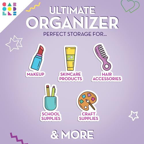Caboodles On-The-Go Girl Makeup Box, Seafoam on Lavender, Hard Plastic Makeup Organizer Box, Built-In Mirror, Secure Latch for Safe Travel, Spacious Storage for Large Items - color: Seafoam over Lavender