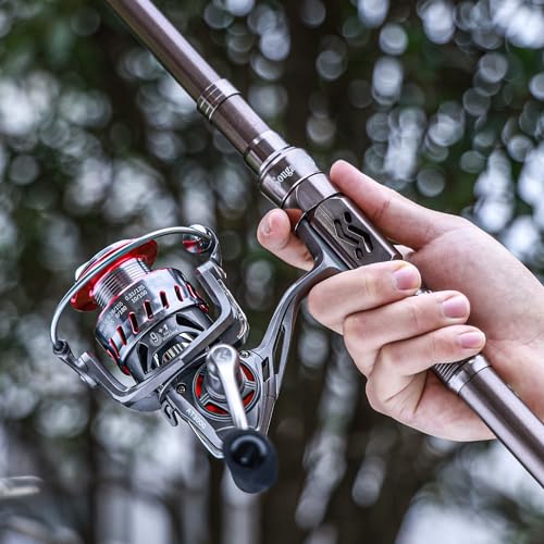 Sougayilang Fishing Rod and Reel Set Carbon Fiber Telescopic Fishing Rod 12+1BB Spinning Reel with Carry Case for Saltwater Freshwater - color: silver, size: 8.78 ft - 4000