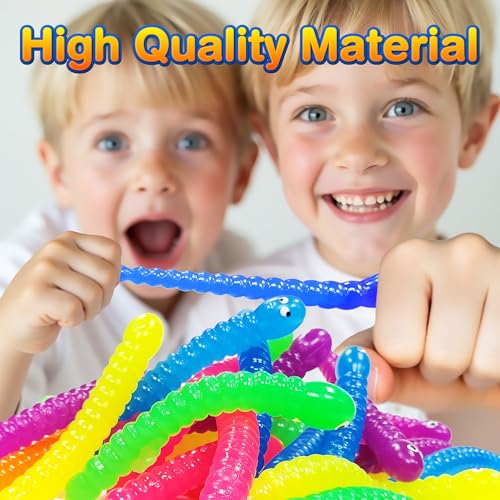 36 PCS Colorful Stretchy Strings Sensory Fidget Worm Toys Party Favors Pack for Kids & Adults Perfect Stocking Stuffers for Boys & Girls