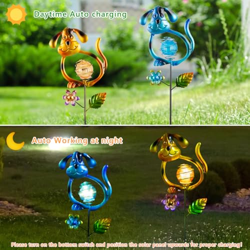 Solar Outdoor Garden Lights,27.4''H Solar Dog Statues Outdoor Lights,Waterproof Solar Decorative Garden Stakes for Lawn Patio Pathway, Solar Lights for Outside for Mom,Women,Dog Lovers - color: Dog-2Pack