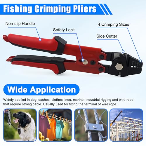 Fishing Crimping Tool Kit Fishing Crimping Pliers Stainless Steel Wire Crimping Tool with 500pcs Crimp Sleeves Set, 4 Size Crimp Sleeves Fishing Tackle Pliers - color: High-carbon Steel Crimper