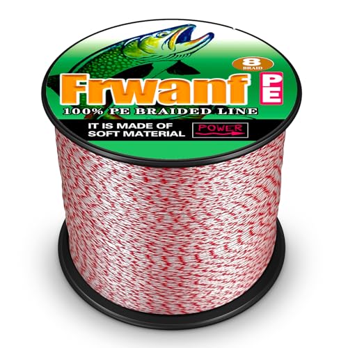 8 Strand Braided Fishing Line - Colorfast - Zero Stretch - High Strength - Abrasion Resistant Braided Line - Thousands of Choices in 9 Colors - Professional Performance in Salt or Fresh Water - color: red and white (do not fade), size: 6LB-109Yards-0.10MM