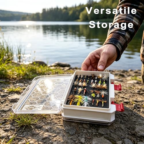 Fishing Tackle Box Tackle Tray Floating Fishing Lure Box Storage Organizer Plastic Box with Adjustable Dividers White Silicone Vertebrae - style: Double Sided B107