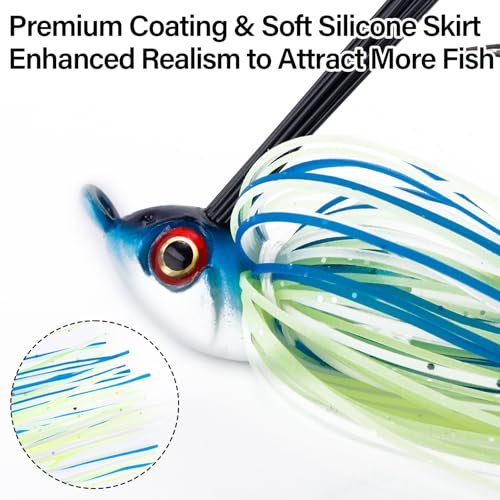 Dr.Fish 2 Pack Swim Jigs Weedless Bass Fishing Jigs Hook Lures with Reinforced Weed Guard Fish Head Swimbait Silicone Skirt Pike Walleye Muskie Freshwater Lures - color: Hot Craw, size: 3/8oz