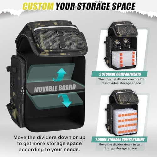 HAMBOLY Fishing Backpack 45L with Rod Holders, Water-Resistant Tackle Backpack for Fishermen, Large Capacity Fishing Gear Bag for Travel Hiking Camping - color: Dark CM