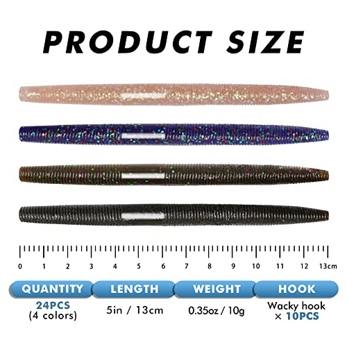 GOTOUR Pre-Rigged Soft Fishing Lures with Weedless Hook, Lifelike Paddle Tail Swimbaits for Bass Fishing, Freshwater & Saltwater Fishing Bait, Fishing Tackle for Bass, Pike, Trout, and Walleye - color: E2-5"-0.35oz-24pcs
