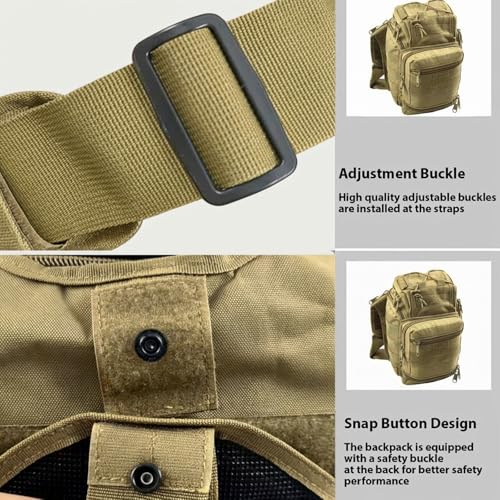 Tactical Sling Backpack for Men，Military Sport Bag Pack Sling Shoulder Backpack Tactical Crossbody Bag EDC Molle Assault Range Bag Chest Pack for Hiking Camping Outdoor - Khaki - color: Khaki